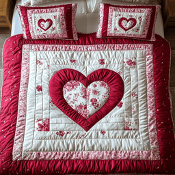 Rose Embrace 3-Piece Quilted Bedding Set NCU0VH1363
