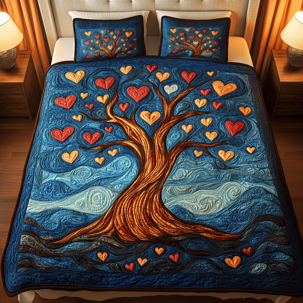 Heart Sprout 3-Piece Quilted Bedding Set NCU0VH1379