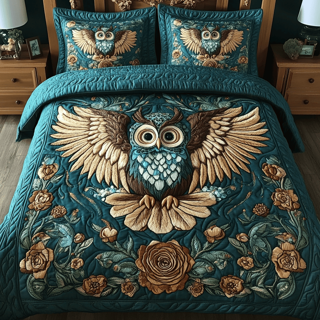 Petal Wings 3-Piece Quilted Bedding Set NCU0VH1469