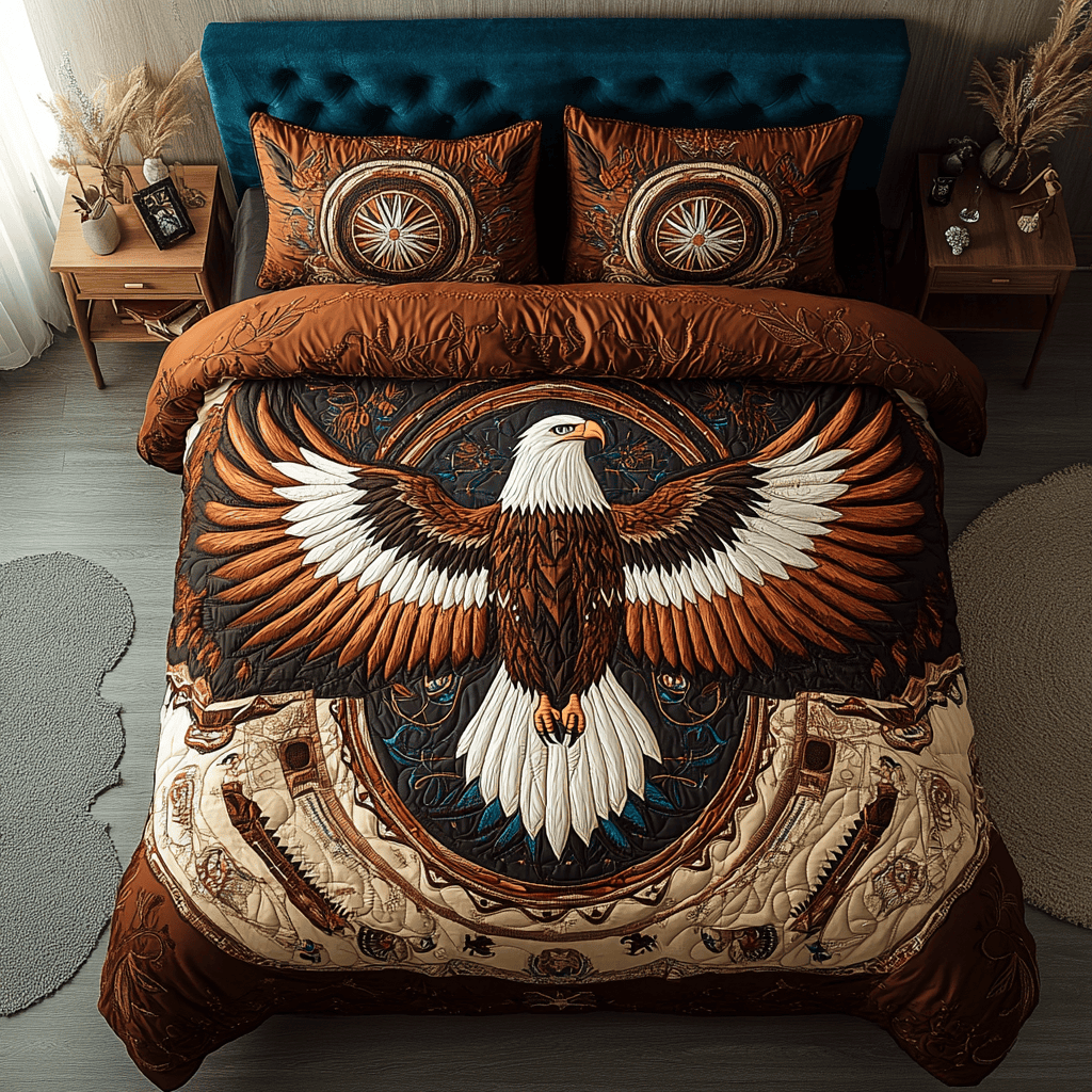 Feathers of Freedom 3-Piece Quilted Bedding Set NCU0DK3263