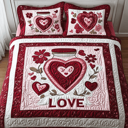 Bouquet of Hearts 3-Piece Quilted Bedding Set NCU0TL2350