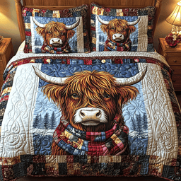 Winter Cow 3-Piece Quilted Bedding Set NCU0TL2375