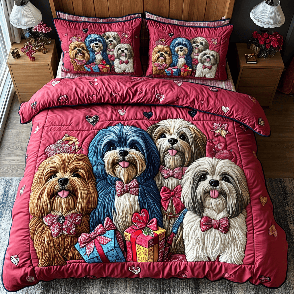 Shih Tzu Bliss Quilted Bedding Set NCU0DV2356