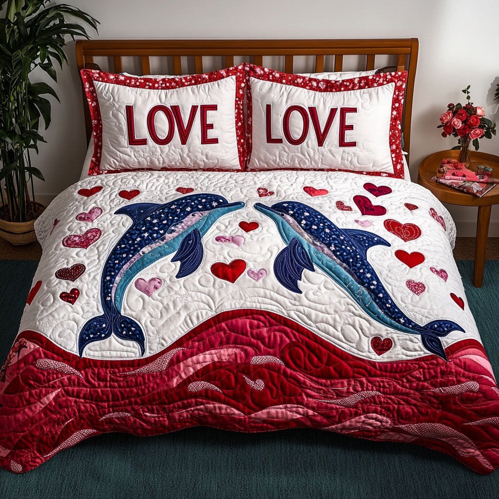 Wave of Love 3-Piece Quilted Bedding Set NCU0PT2975