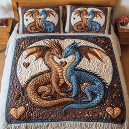 Serenity Dragons 3-Piece Quilted Bedding Set NCU0VH1397