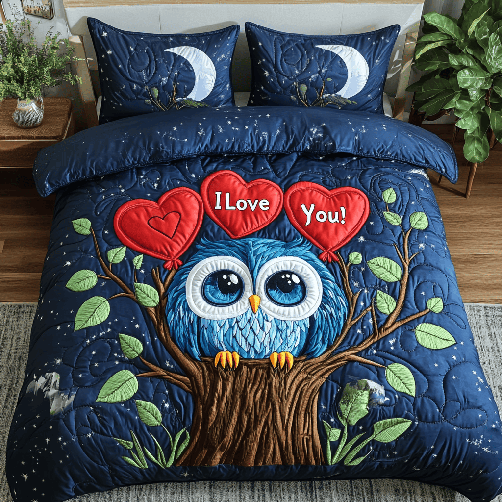 Forever Hooting 3-Piece Quilted Bedding Set NCU0DK3149