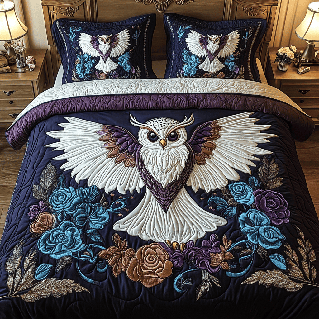 Velvet Hoot 3-Piece Quilted Bedding Set NCU0VH1468
