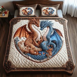 Winged Hearts 3-Piece Quilted Bedding Set NCU0NT2618