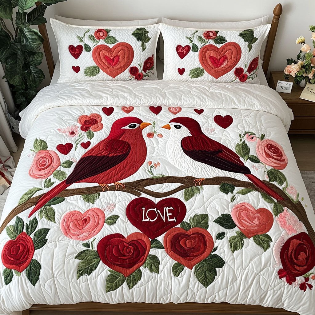 Winged Hearts 3-Piece Quilted Bedding Set NCU0PT2913