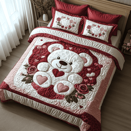 Blush Bear Quilted Bedding Set NCU0DV2411