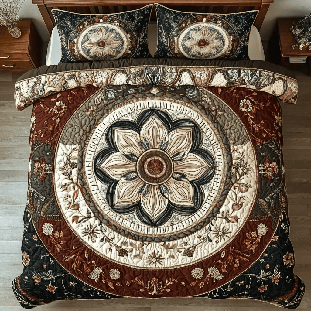 Mandala Elegance 3-Piece Quilted Bedding Set NCU0VL856