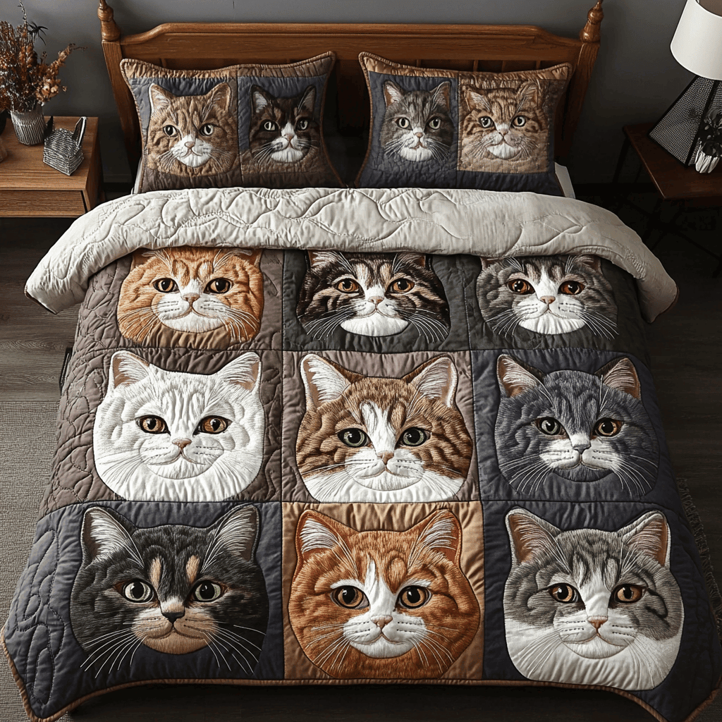 Cat Nap Bliss 3-Piece Quilted Bedding Set NCU0DK3089