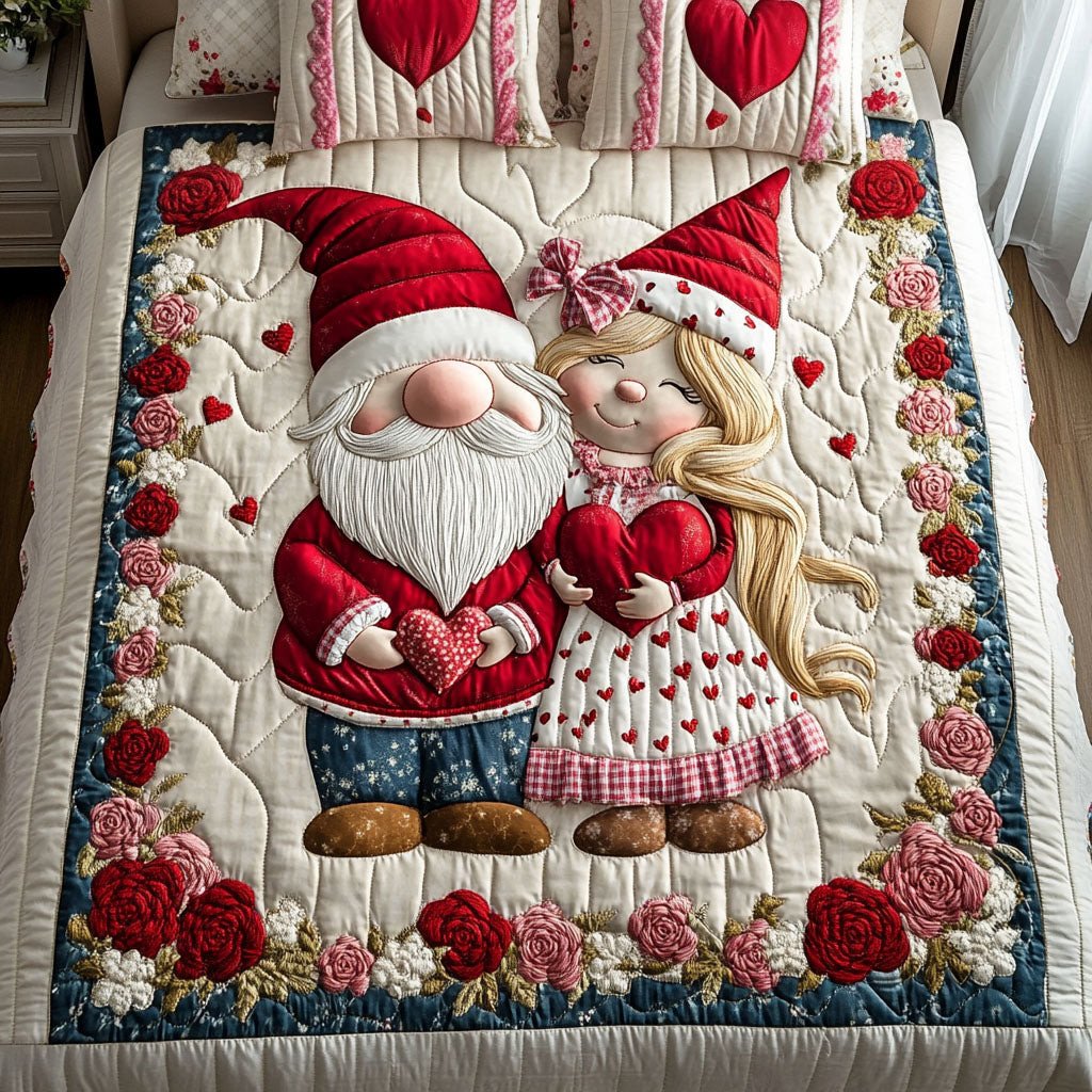 Valentine Little Gnomes 3-Piece Quilted Bedding Set NCU0NT2612