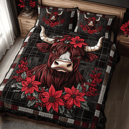 Vibrant Cow 3-Piece Quilted Bedding Set NCU0TL2384