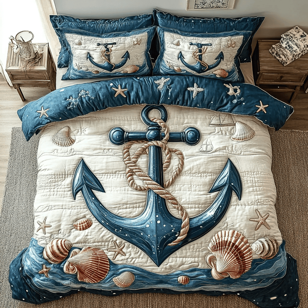 Sandy Serenity 3-Piece Quilted Bedding Set NCU0VL891