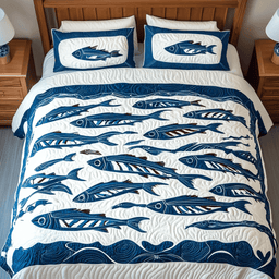 Tidal Wave 3-Piece Quilted Bedding Set NCU0VH1589