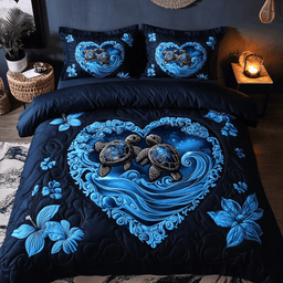 Sea Breeze Turtle 3-Piece Quilted Bedding Set NCU0DK3124