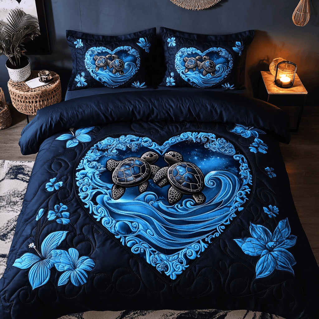 Sea Breeze Turtle 3-Piece Quilted Bedding Set NCU0DK3124