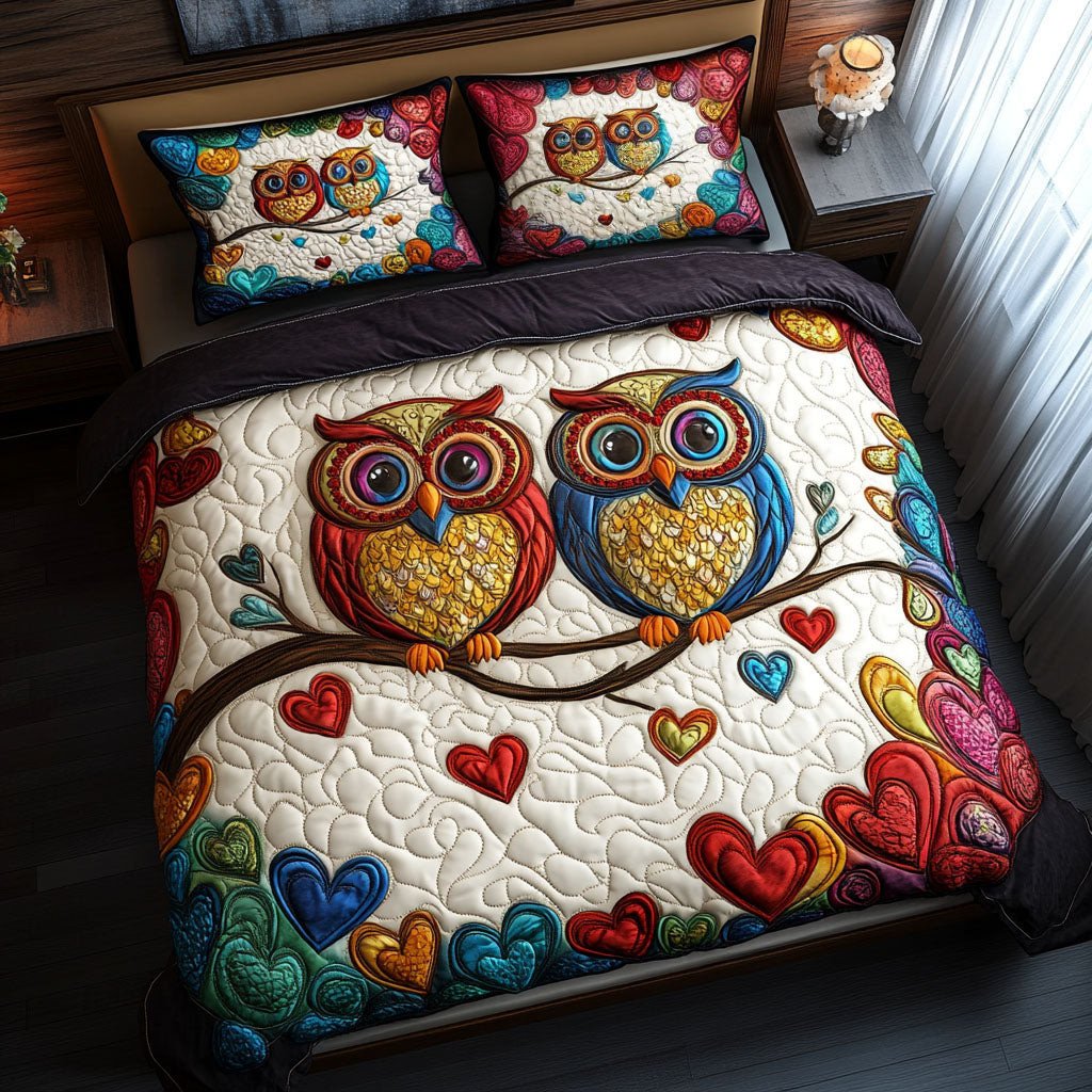 Nestled Hearts 3-Piece Quilted Bedding Set NCU0PT2874