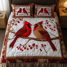 Scarlet Romance 3-Piece Quilted Bedding Set NCU0NT2728