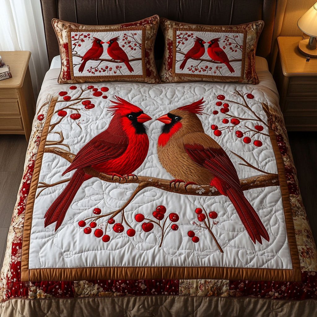 Scarlet Romance 3-Piece Quilted Bedding Set NCU0NT2728