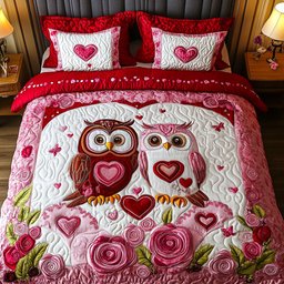 Wild Hearts 3-Piece Quilted Bedding Set NCU0NT2655