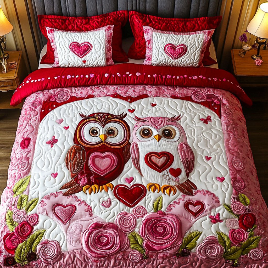 Wild Hearts 3-Piece Quilted Bedding Set NCU0NT2655