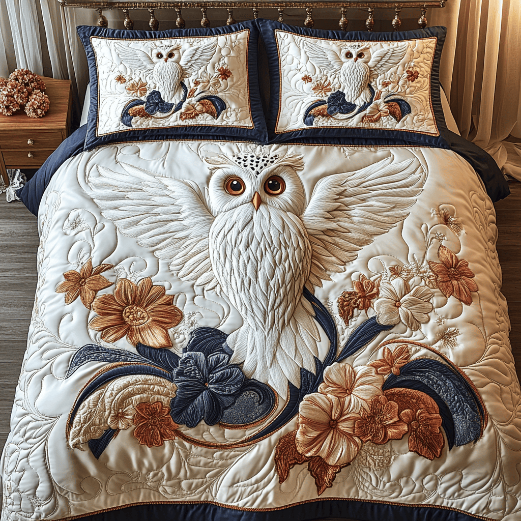 Cosmic Feather 3-Piece Quilted Bedding Set NCU0VH1465