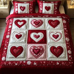Crimson Glow 3-Piece Quilted Bedding Set NCU0NT2601