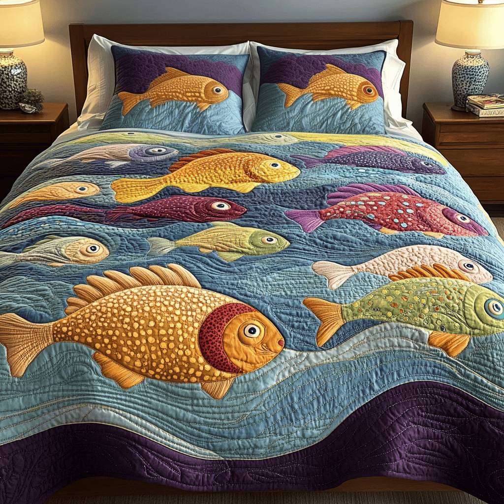 Sea Breeze 3-Piece Quilted Bedding Set NCU0VH1588