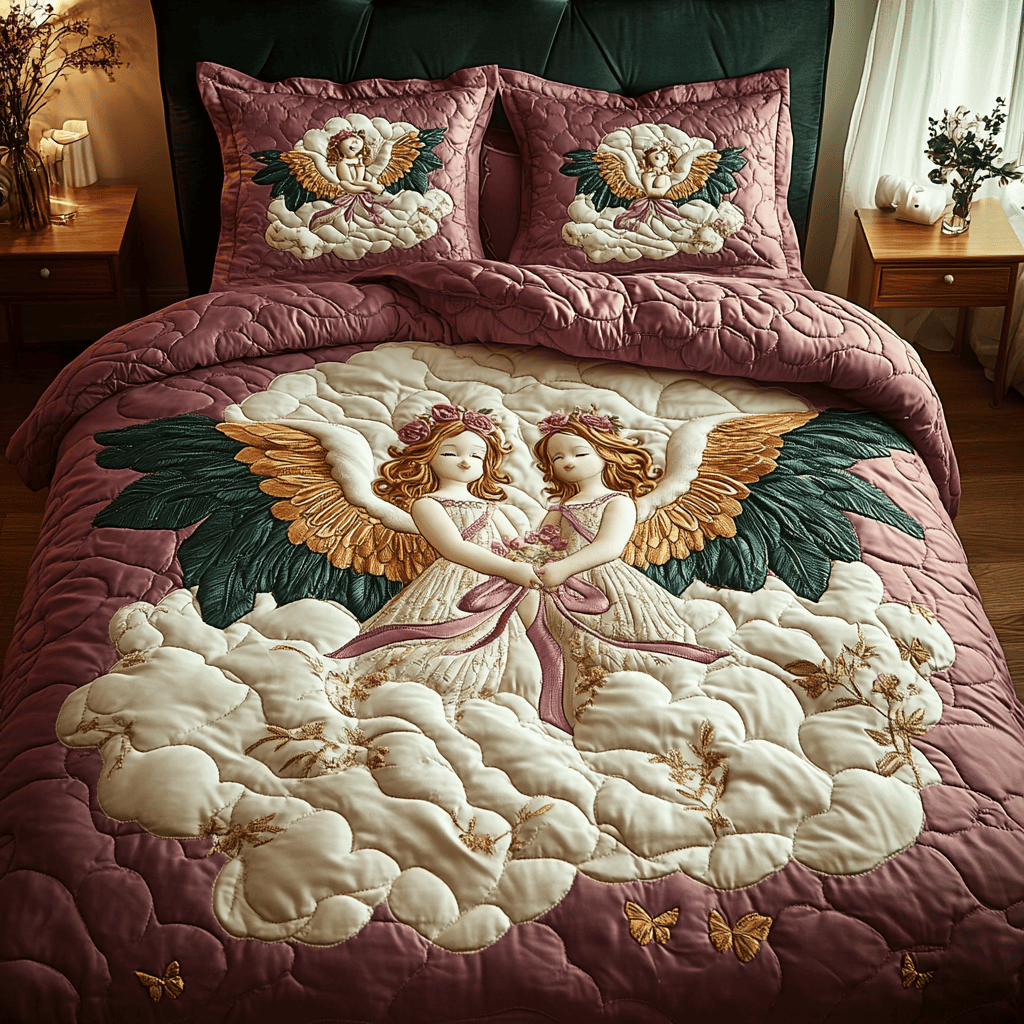Cherub Glow 3-Piece Quilted Bedding Set NCU0VH1517