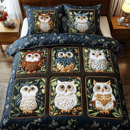 Hoot Haven 3-Piece Quilted Bedding Set NCU0DK3104