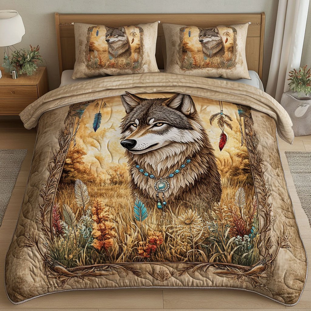 Lone Howl 3-Piece Quilted Bedding Set NCU0NT2558