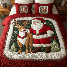 Snowflake Season 3-Piece Quilted Bedding Set NCU0VH1297