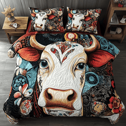 Bovine Bliss 3-Piece Quilted Bedding Set NCU0TL2380