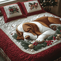 Christmas Pup Dreams Quilted Bedding Set NCU0DV2300