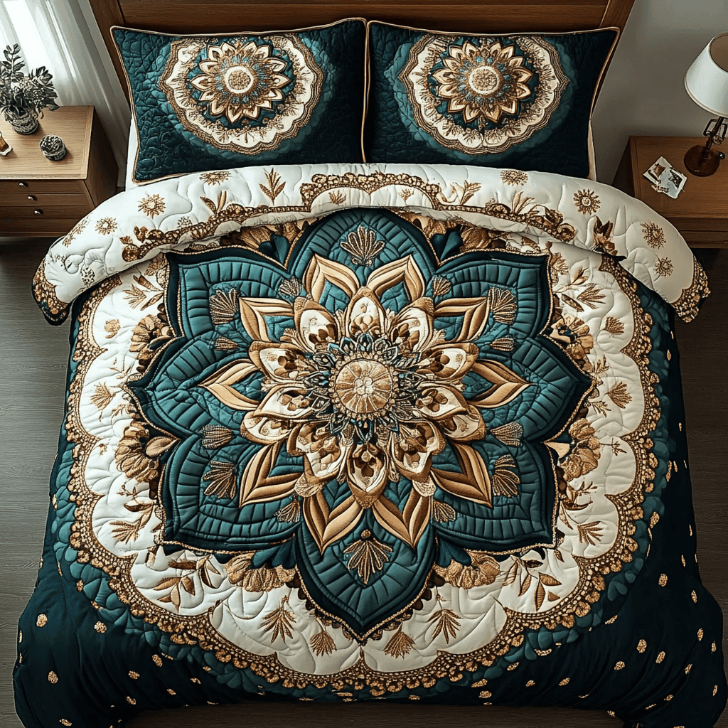 Amber Serenity 3-Piece Quilted Bedding Set NCU0VL862