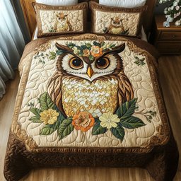 Owl Haven 3-Piece Quilted Bedding Set NCU0NT2547
