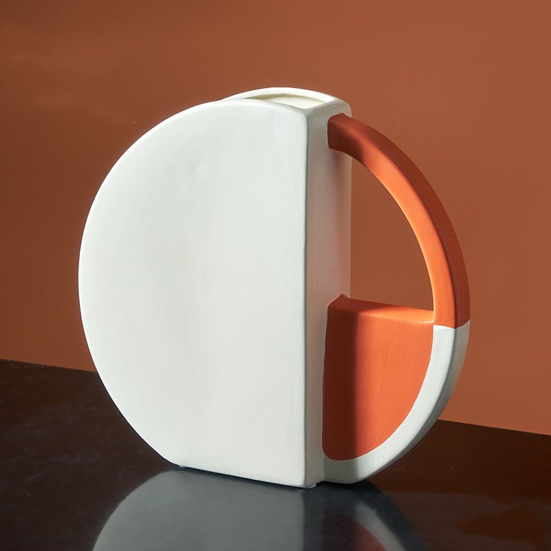 Orange and white modern ceramic vase – Aura of Decor