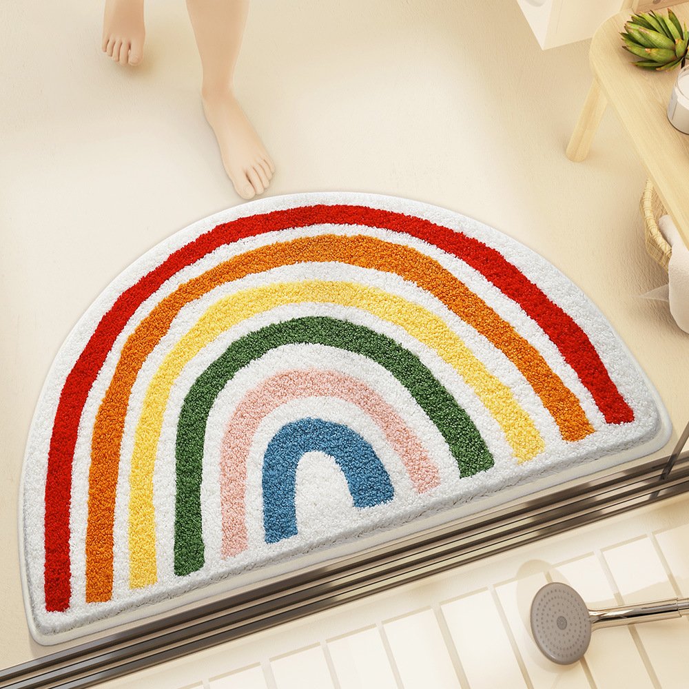 Aura of Decor Rainbow Bathroom Mat – Non-Slip Shaped Bath Rug – product view