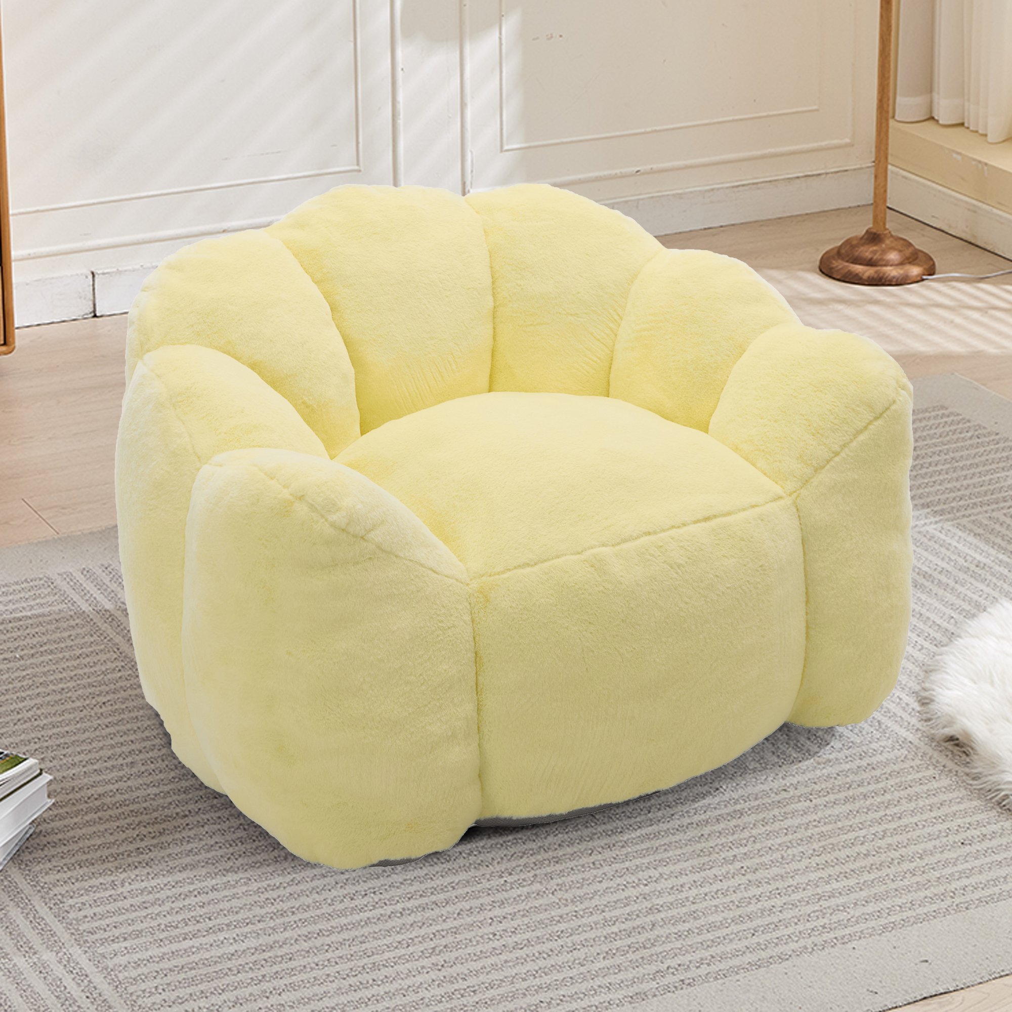 Aura of Decor Yellow Lotus Bean Bag Sofa with Pull Ring – product view