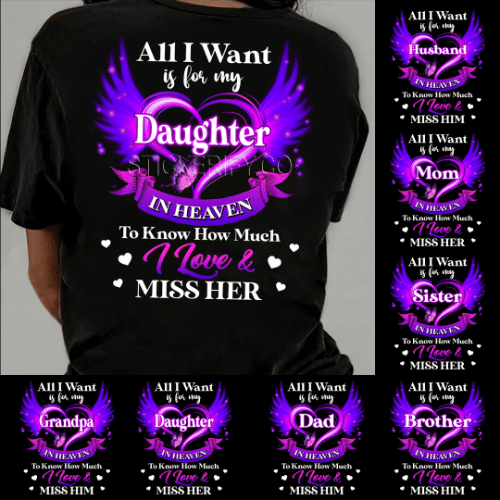 Loved One in Heaven Purple Memorial Gifts 