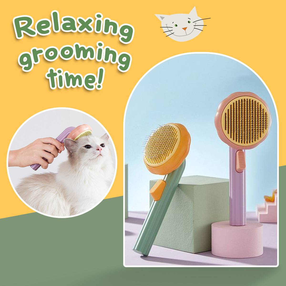 Pumpkin Pet Grooming Comb Self Cleaning Slicker Brush
