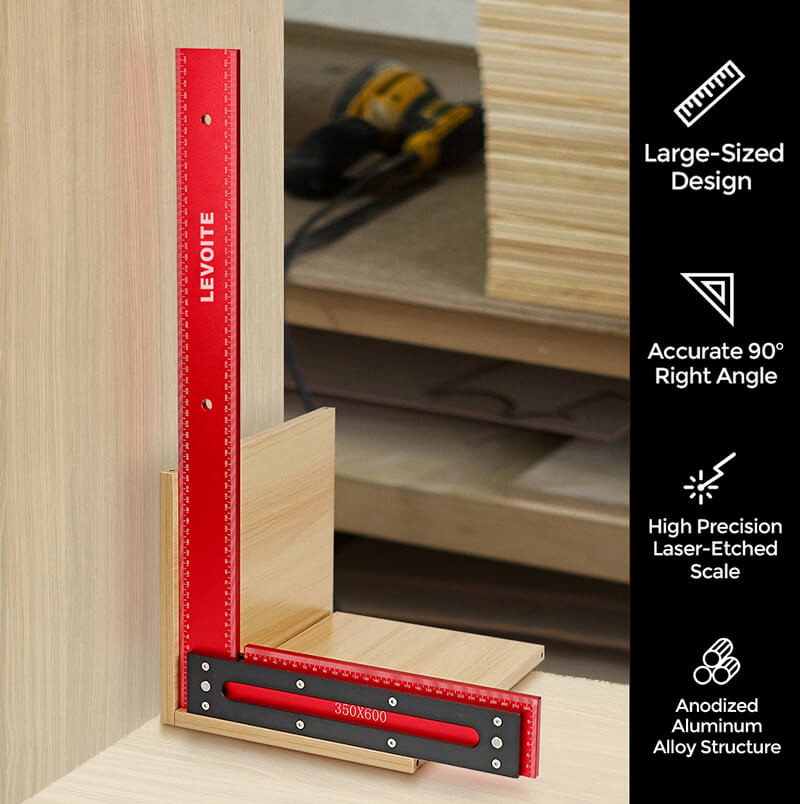 Levoite™ Precision Woodworking Square Large Carpenter Square