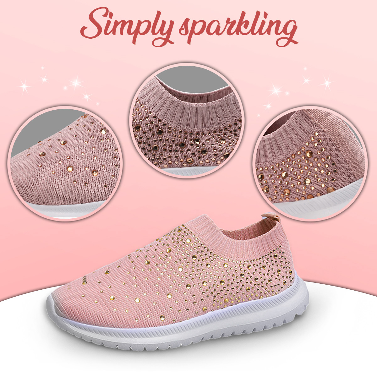 Women's Support & Breathable Sparkly Walking Shoes - Fancy Wiz